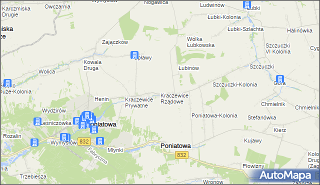 mapa Kraczewice Rządowe, Kraczewice Rządowe na mapie Targeo