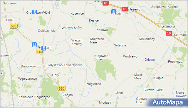 mapa Krajewice Duże, Krajewice Duże na mapie Targeo