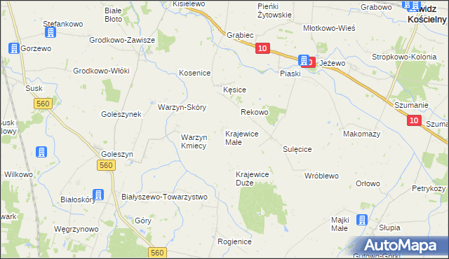 mapa Krajewice Małe, Krajewice Małe na mapie Targeo