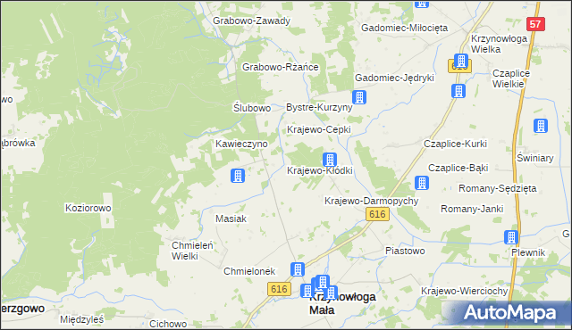 mapa Krajewo-Kłódki, Krajewo-Kłódki na mapie Targeo