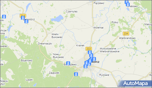 mapa Kranek, Kranek na mapie Targeo