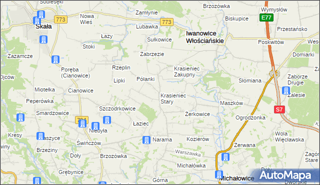 mapa Krasieniec Stary, Krasieniec Stary na mapie Targeo