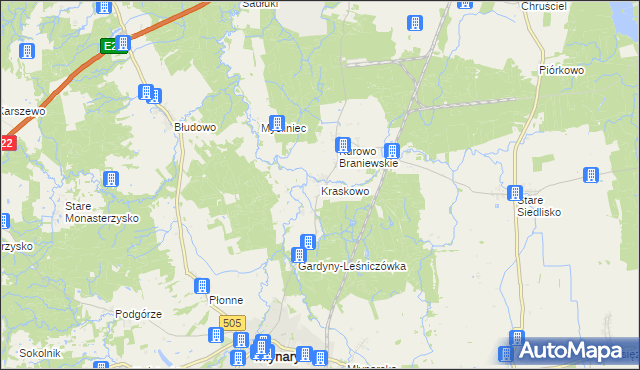 mapa Kraskowo gmina Młynary, Kraskowo gmina Młynary na mapie Targeo