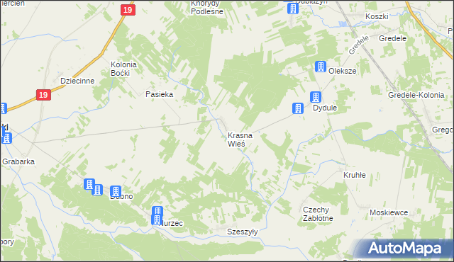 mapa Krasna Wieś, Krasna Wieś na mapie Targeo