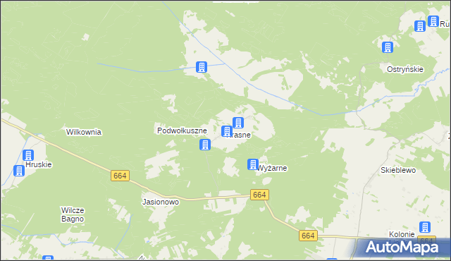 mapa Krasne gmina Lipsk, Krasne gmina Lipsk na mapie Targeo