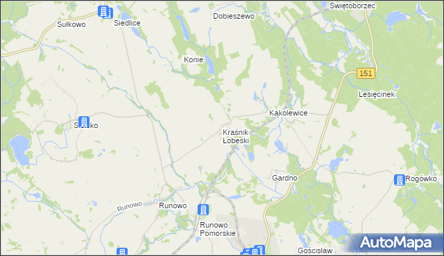 mapa Kraśnik Łobeski, Kraśnik Łobeski na mapie Targeo