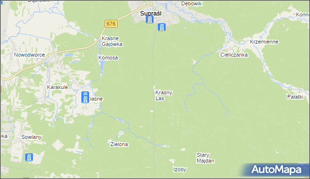 mapa Krasny Las, Krasny Las na mapie Targeo