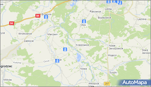 mapa Kraszowice, Kraszowice na mapie Targeo