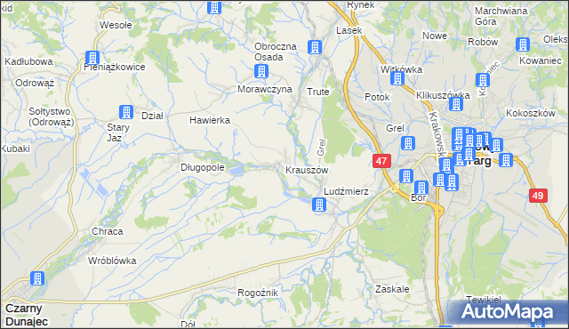 mapa Krauszów, Krauszów na mapie Targeo