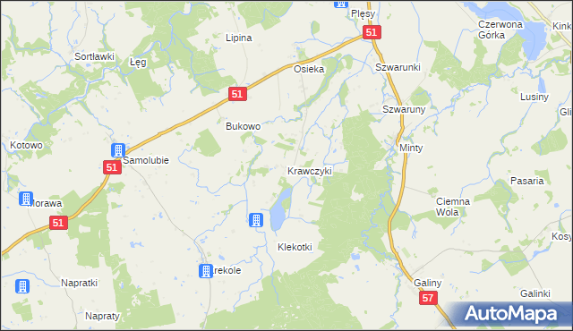 mapa Krawczyki, Krawczyki na mapie Targeo