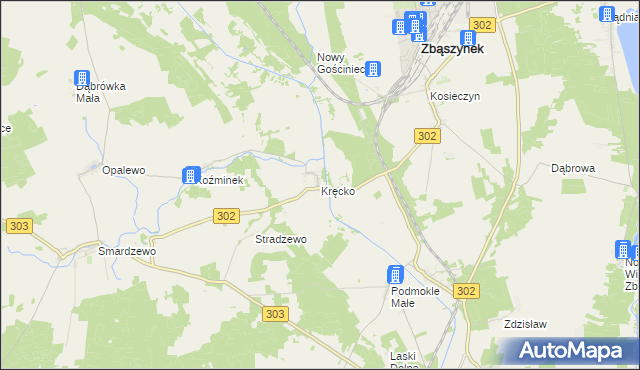 mapa Kręcko, Kręcko na mapie Targeo