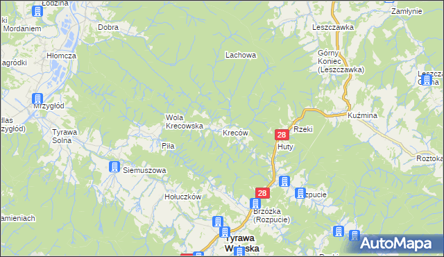 mapa Kreców, Kreców na mapie Targeo