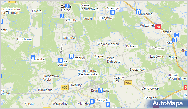 mapa Krępa gmina Prażmów, Krępa gmina Prażmów na mapie Targeo