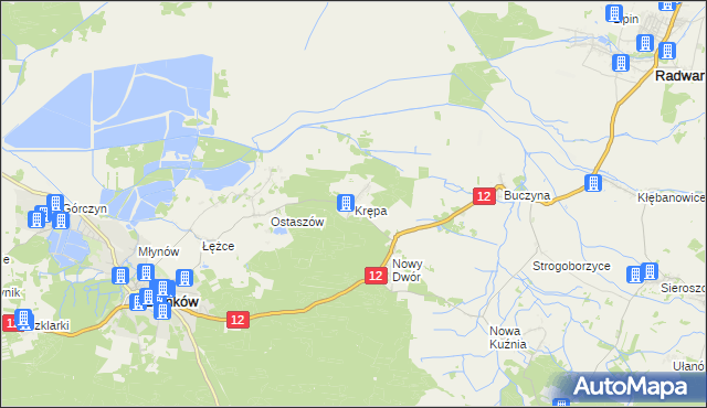 mapa Krępa gmina Przemków, Krępa gmina Przemków na mapie Targeo