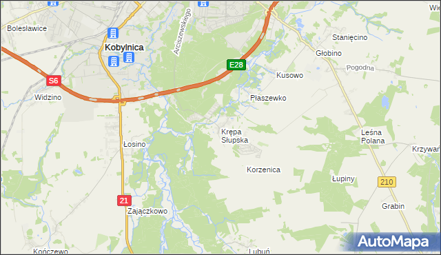 mapa Krępa Słupska, Krępa Słupska na mapie Targeo