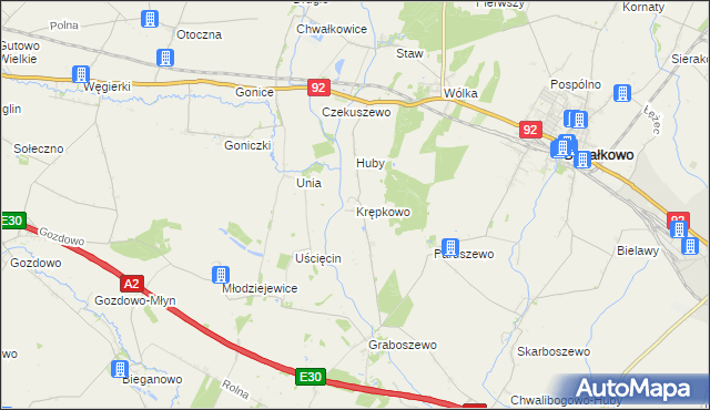 mapa Krępkowo gmina Strzałkowo, Krępkowo gmina Strzałkowo na mapie Targeo