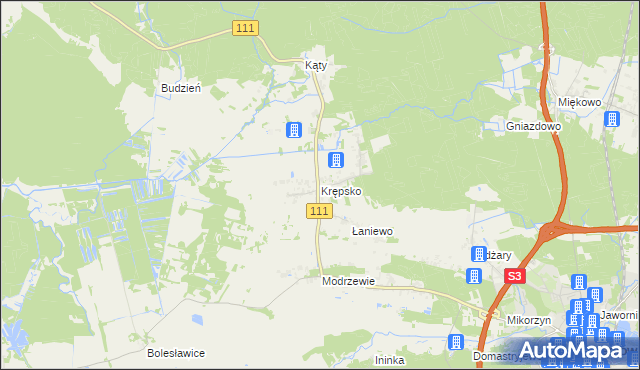 mapa Krępsko gmina Goleniów, Krępsko gmina Goleniów na mapie Targeo