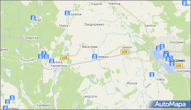 mapa Kretlewo, Kretlewo na mapie Targeo