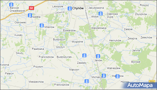 mapa Krężel gmina Chynów, Krężel gmina Chynów na mapie Targeo