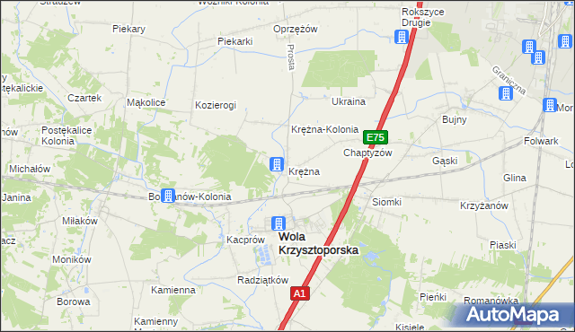 mapa Krężna, Krężna na mapie Targeo