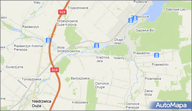 mapa Krężnica Jara, Krężnica Jara na mapie Targeo