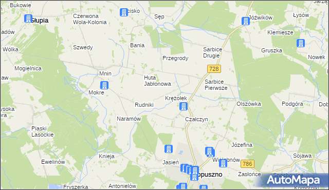 mapa Krężołek, Krężołek na mapie Targeo