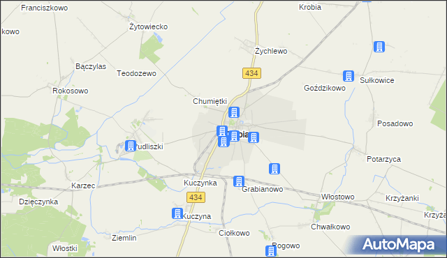 mapa Krobia powiat gostyński, Krobia powiat gostyński na mapie Targeo