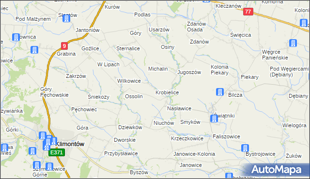 mapa Krobielice, Krobielice na mapie Targeo