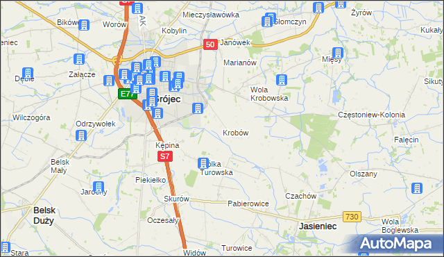 mapa Krobów, Krobów na mapie Targeo