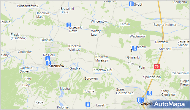 mapa Kroczów Mniejszy, Kroczów Mniejszy na mapie Targeo