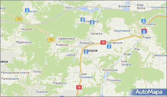 mapa Kroczyce, Kroczyce na mapie Targeo