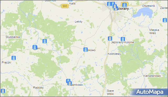 mapa Krokowo gmina Jeziorany, Krokowo gmina Jeziorany na mapie Targeo