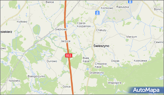 mapa Krokowo gmina Świeszyno, Krokowo gmina Świeszyno na mapie Targeo