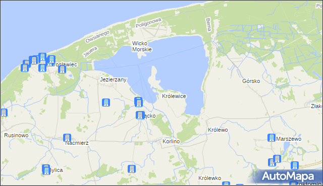 mapa Królewice gmina Postomino, Królewice gmina Postomino na mapie Targeo