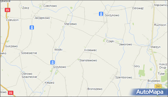 mapa Królewiec gmina Witkowo, Królewiec gmina Witkowo na mapie Targeo