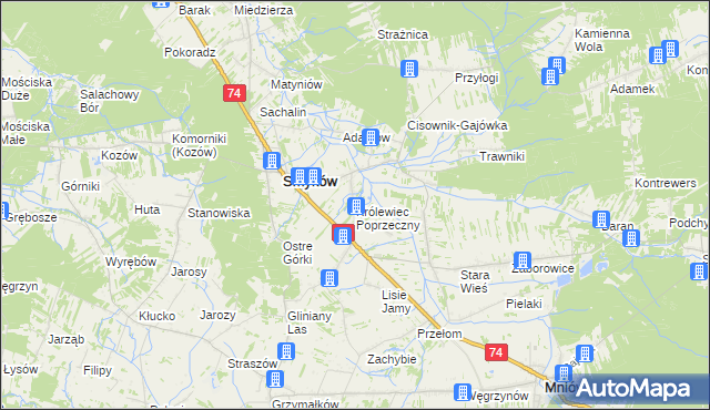 mapa Królewiec Poprzeczny, Królewiec Poprzeczny na mapie Targeo