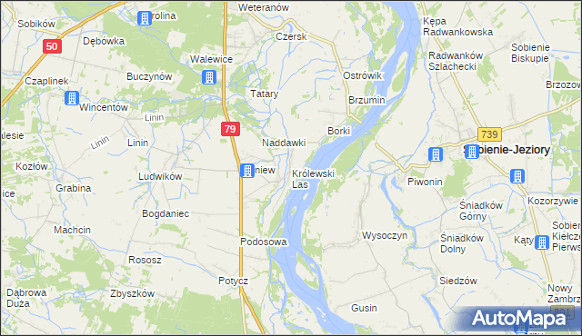 mapa Królewski Las gmina Góra Kalwaria, Królewski Las gmina Góra Kalwaria na mapie Targeo