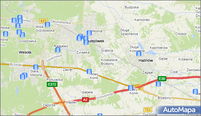mapa Królewskie Brzeziny, Królewskie Brzeziny na mapie Targeo