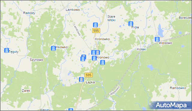 mapa Kronowo gmina Barczewo, Kronowo gmina Barczewo na mapie Targeo