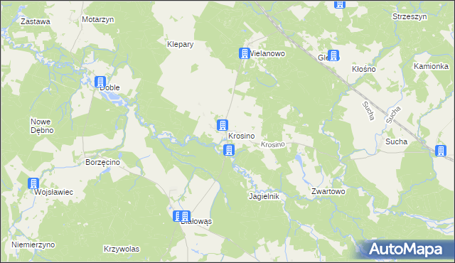 mapa Krosino gmina Grzmiąca, Krosino gmina Grzmiąca na mapie Targeo