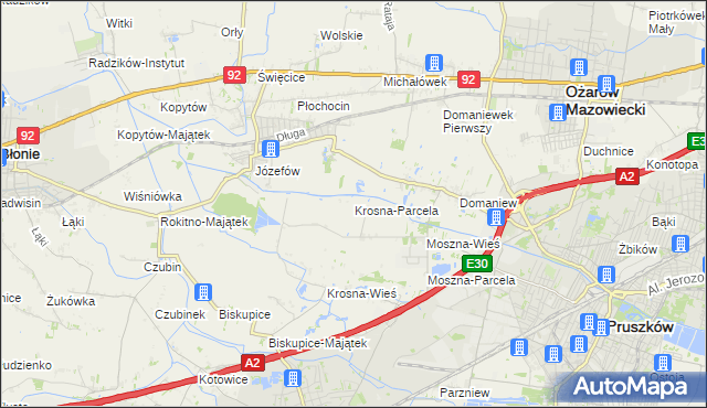 mapa Krosna-Parcela, Krosna-Parcela na mapie Targeo