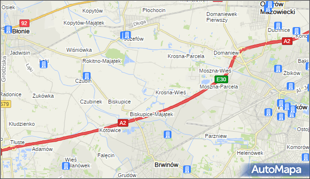 mapa Krosna-Wieś, Krosna-Wieś na mapie Targeo