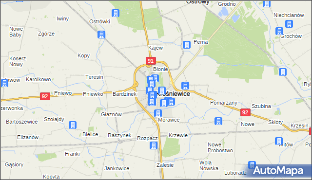 mapa Krośniewice, Krośniewice na mapie Targeo