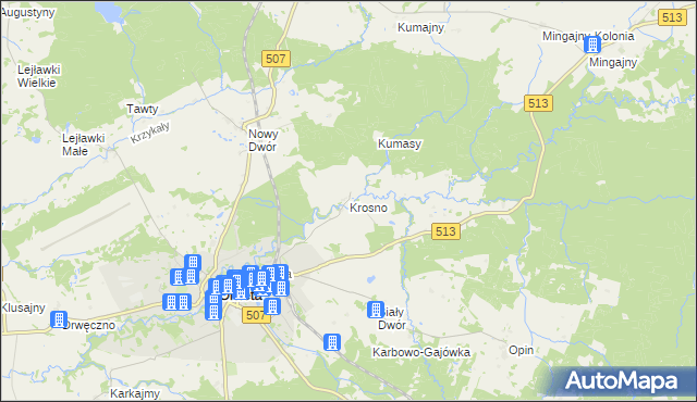 mapa Krosno gmina Orneta, Krosno gmina Orneta na mapie Targeo
