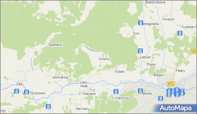 mapa Krosno gmina Tykocin, Krosno gmina Tykocin na mapie Targeo