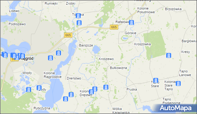 mapa Kroszewo, Kroszewo na mapie Targeo