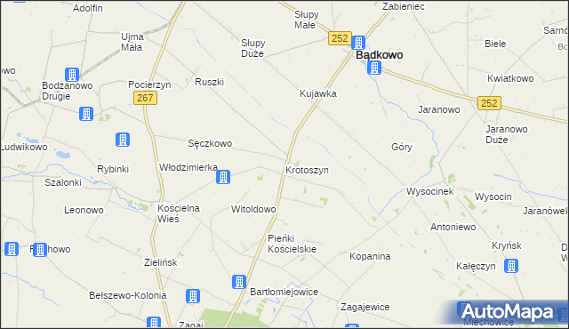 mapa Krotoszyn gmina Osięciny, Krotoszyn gmina Osięciny na mapie Targeo