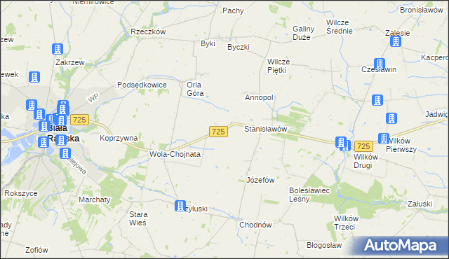 mapa Krukówka gmina Biała Rawska, Krukówka gmina Biała Rawska na mapie Targeo