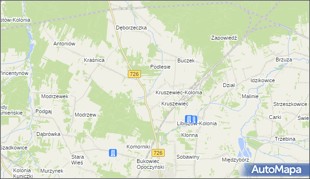 mapa Kruszewiec-Kolonia, Kruszewiec-Kolonia na mapie Targeo