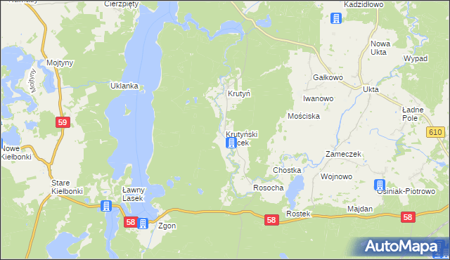 mapa Krutyński Piecek, Krutyński Piecek na mapie Targeo